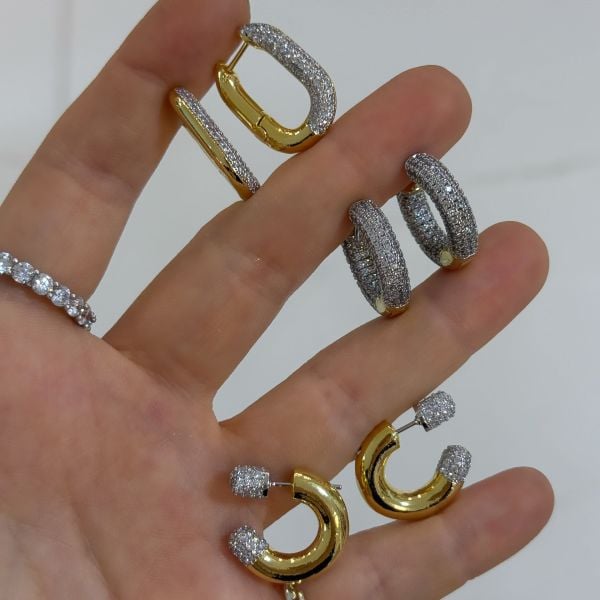 Bows Taşlı Mini Halka Mix Küpe