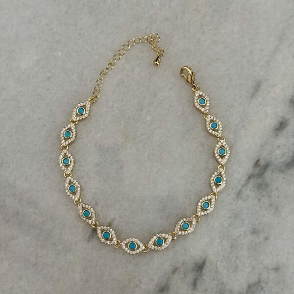 Turkuaz Taşlı Göz Bileklik