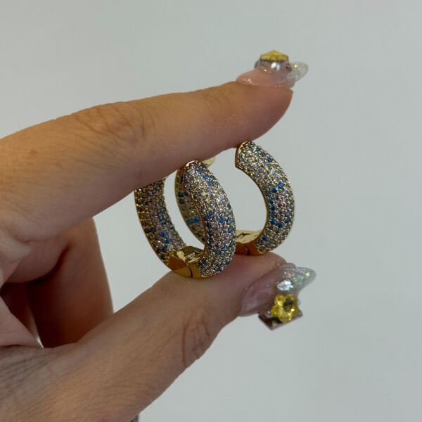 Leopar Taşlı Halka Küpe