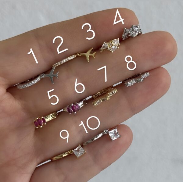 Taşlı Halka Helix Piercing