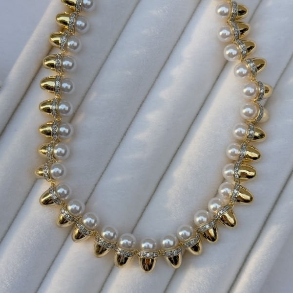 Crtr İncili Taşlı Trinza Kolye