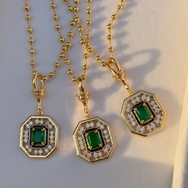 Serenay Yeşil Taşlı Topçuk Zincir Kolye