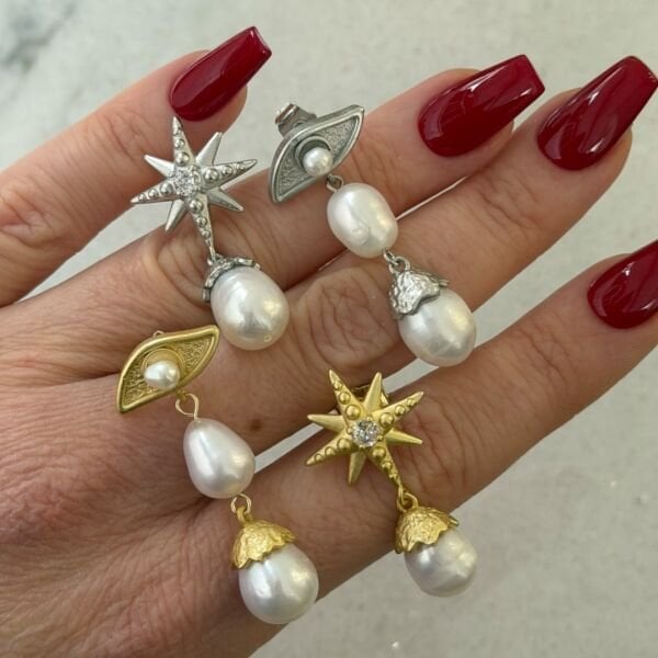 Mat İnci Göz Küpe