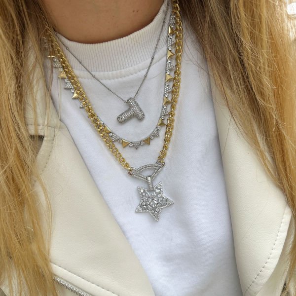 Taşlı Balon Harf Kolye