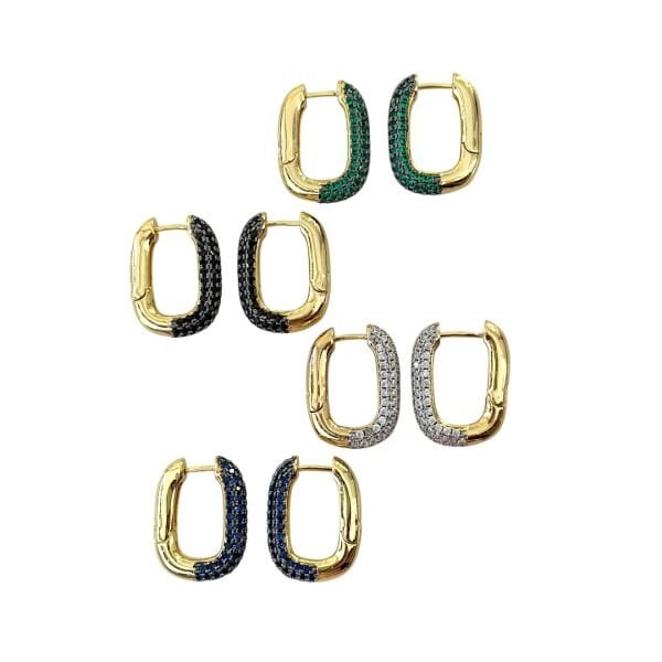 Full Taşlı Oval Halka Küpe