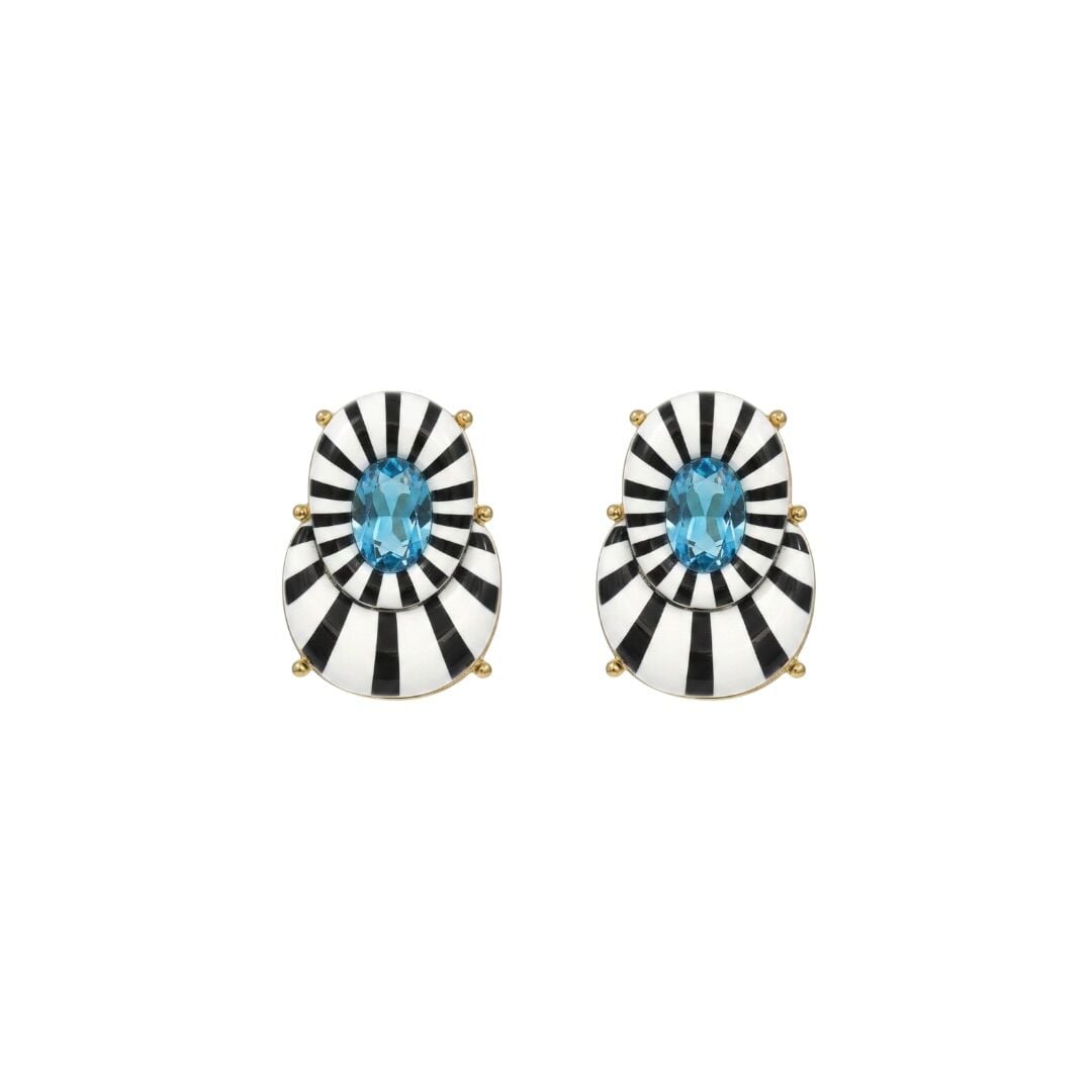 Zebra Turkuaz Taşlı Küpe