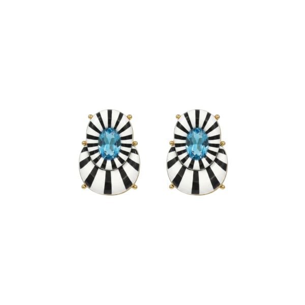 Zebra Turkuaz Taşlı Küpe