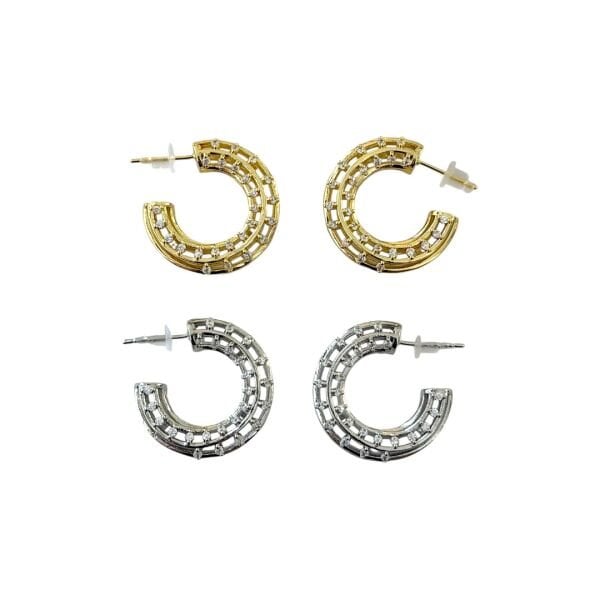 Taşlı Kafes Halka Küpe