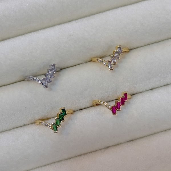 Baget Taşlı Zik Zak Serçe Parmak / Eklem Yüzük