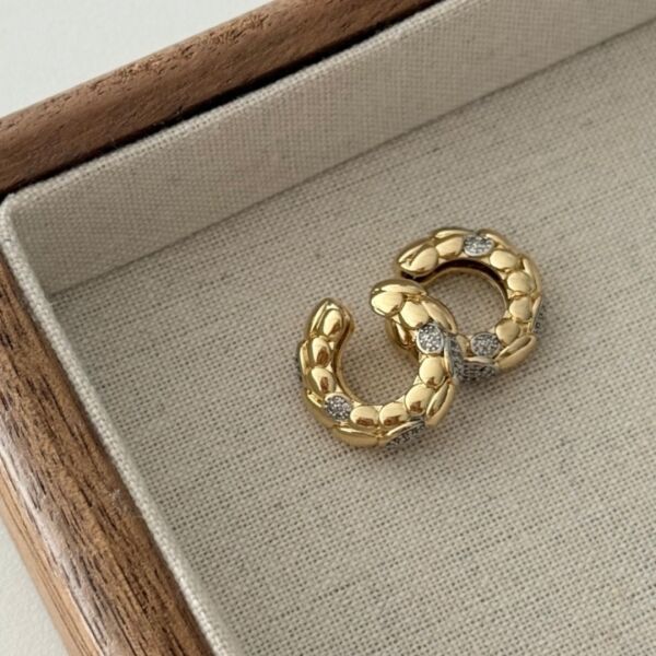 Bows Snaky Taşlı Mix Earcuff Kıkırdak Küpe