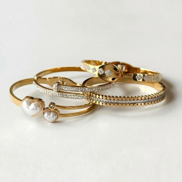 Taşlı Yılan Kelepçe Bilezik