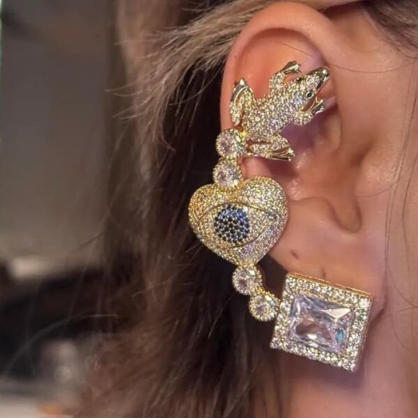 Love Story Taşlı Earcuff Kıkırdak Küpe
