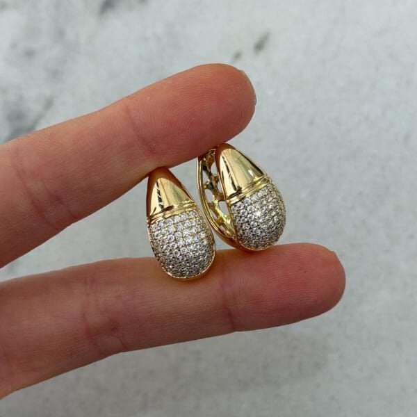 Xuping 14 Ayar Damla Taşlı Halka Çelik Küpe