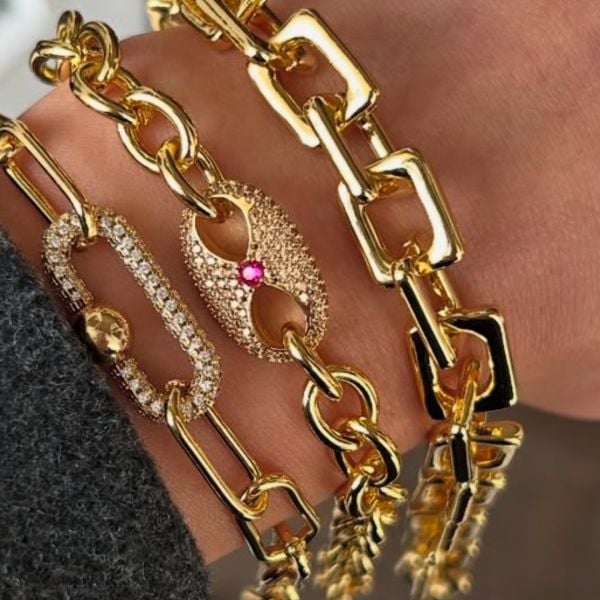 Pembe Taşlı Altın Modeli Bileklik