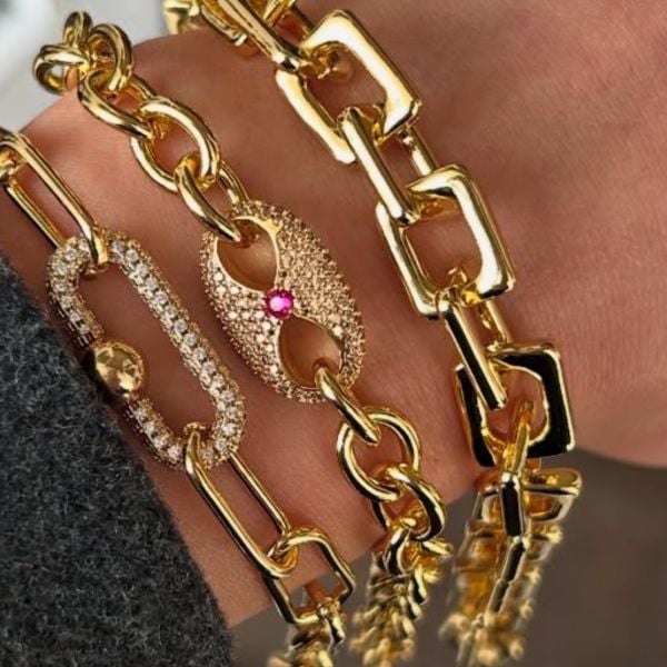Kare Zincir Altın Modeli Bileklik