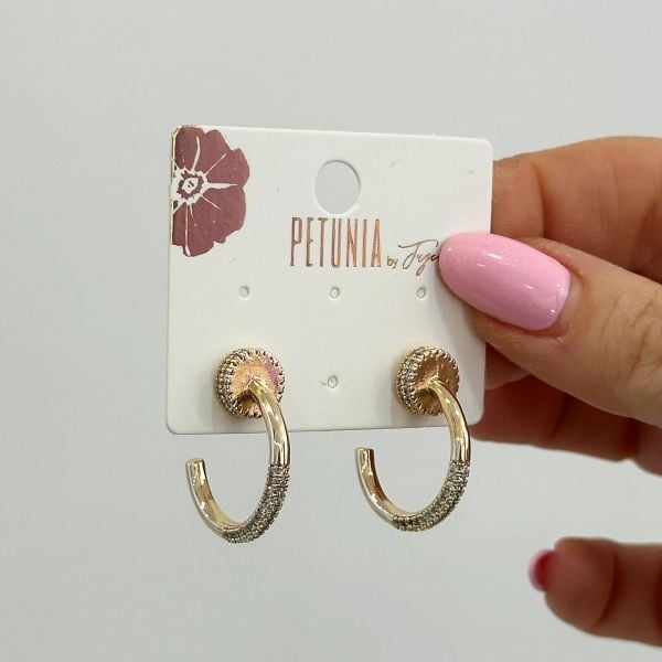 Taşlı Midi Çivi Küpe