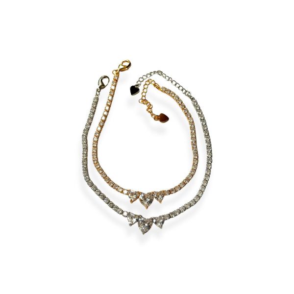 Beyaz Trio Aşk Kalp Halhal