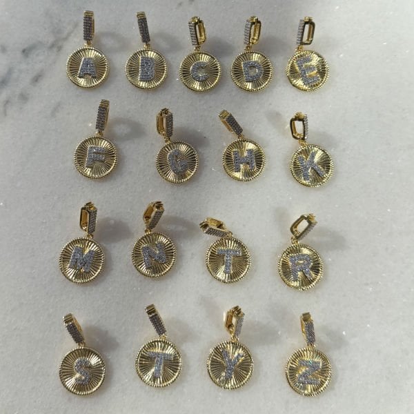 Harf Taşlı Madalyon - Kolye Ucu - Ajda Charm