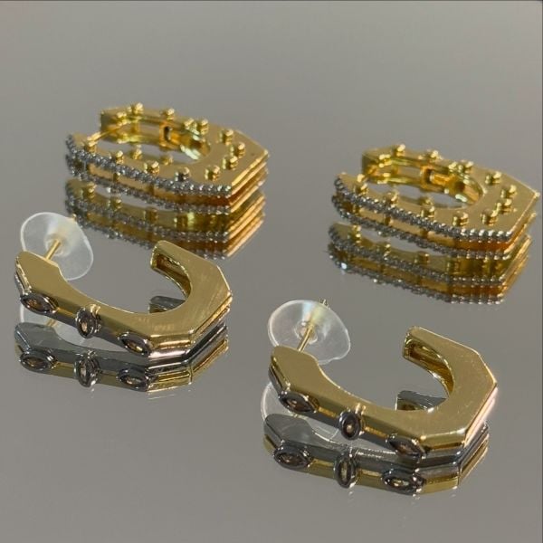 Bows Oval Damla Taşlı Mix Küpe