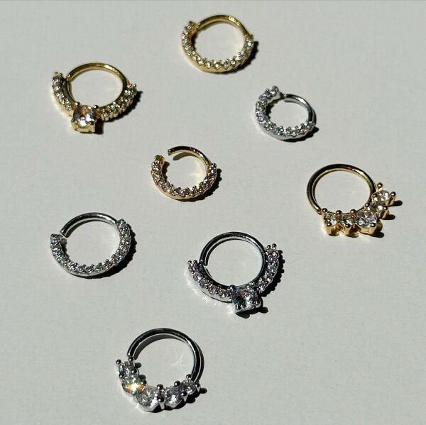 Tek Taşlı Halka Daith Piercing 10mm