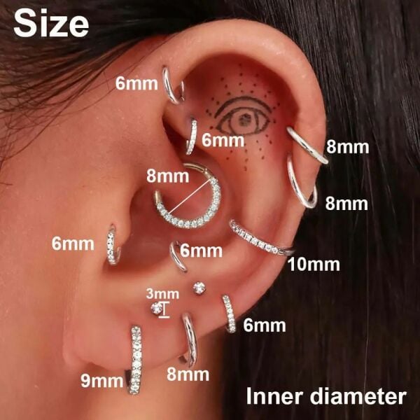 Kare Tek Taş Tragus Piercing Gold - Altın rengi