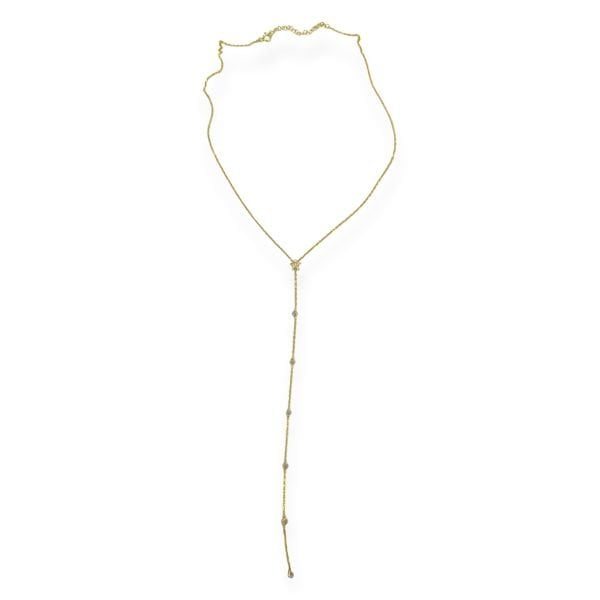 925 Ayar Gümüş Gold Yıldızlı Taşlı Y Zincir Kolye