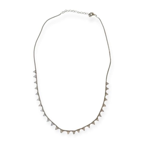 925 Ayar Gümüş Üçgen Çoklu Taşlı Zincir Kolye