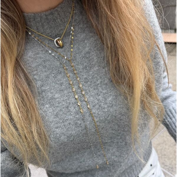 Tulista Taşlı Y Dekolte Kolye