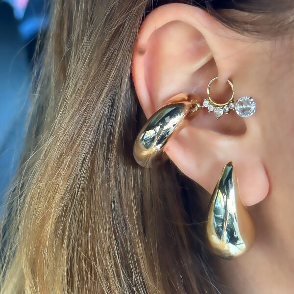 Donut Earcuff Kıkırdak Küpe Gold - Altın rengi