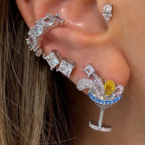 Kokteyl Renkli Taşlı Küpe