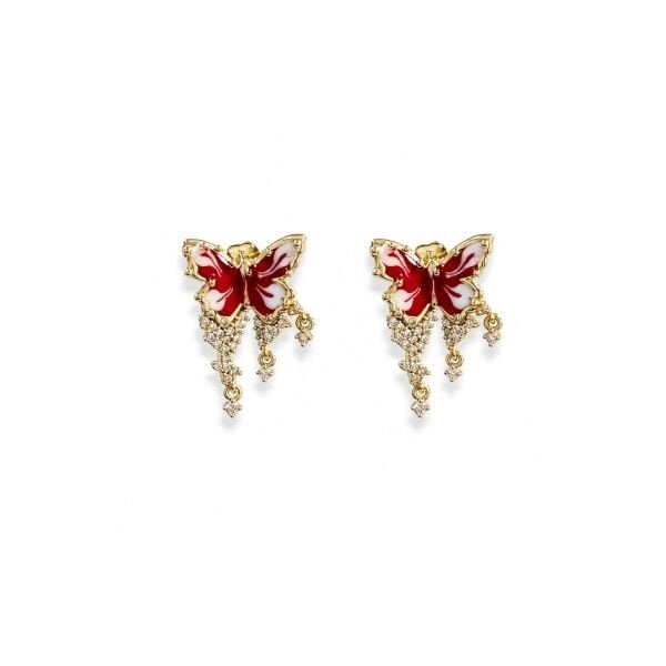 Xuping Rose Gold Reds Kelebek Çelik Çivi Küpe