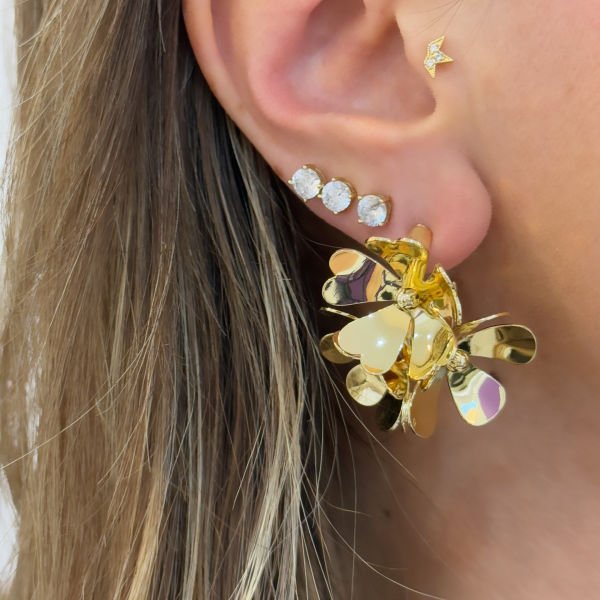 Goldy Çiçek Halka Küpe