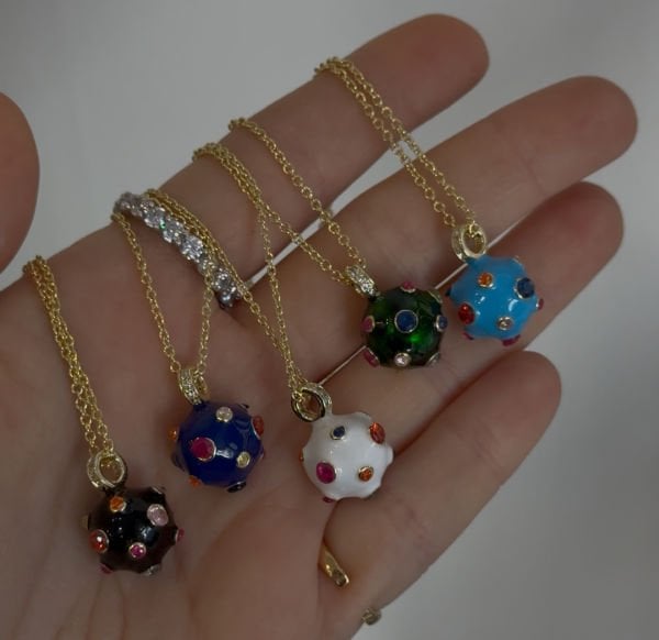 Mineli Taşlı Topçuk Kolye