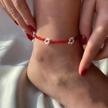 Kırmızı Beyaz Daisy Papatya Halhal