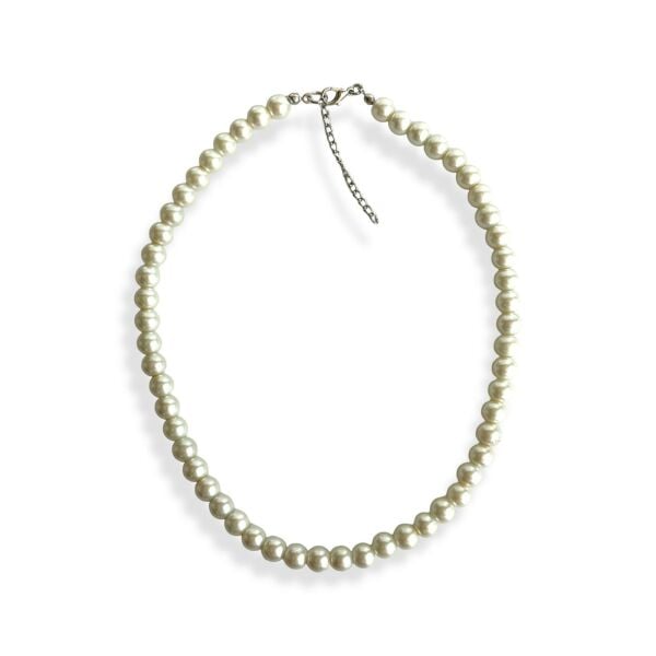 Doğal Görünümlü Cam İnci Kolye 45 cm