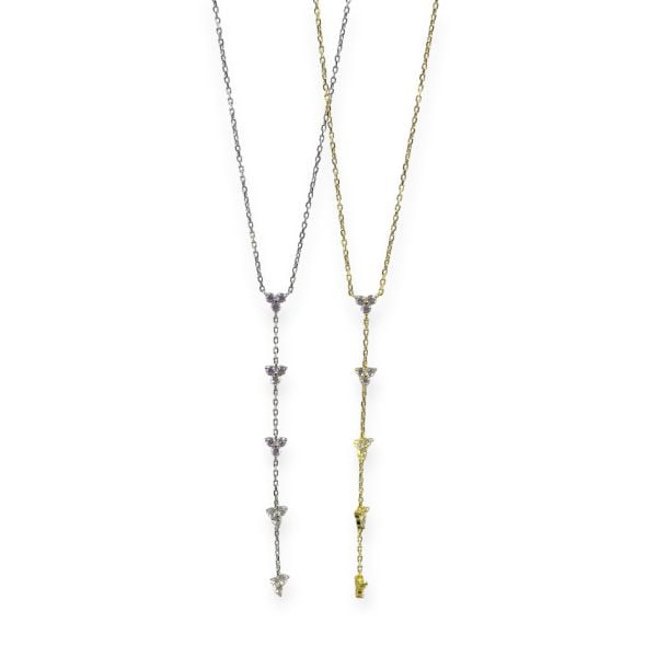 925 Ayar Gümüş Taşlı Yonca Dekolte Y Kolye