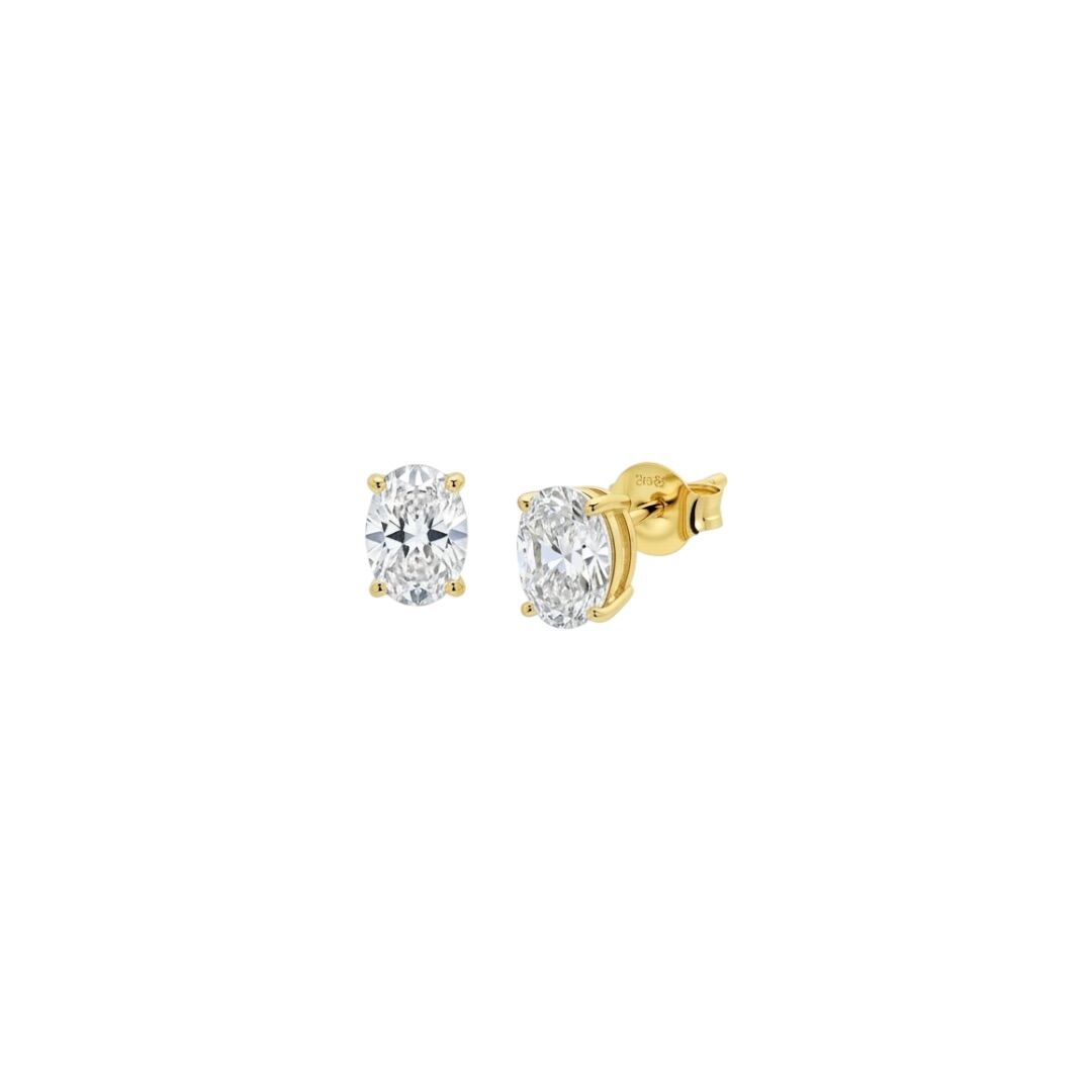 Mini Diamonds Oval Tek Taş Küpe