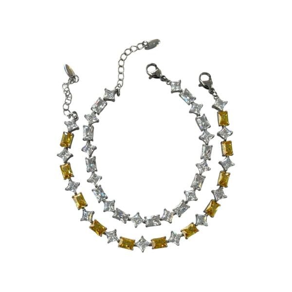 Xuping 14 Ayar Sarı Beyaz Taşlı Çelik Bileklik