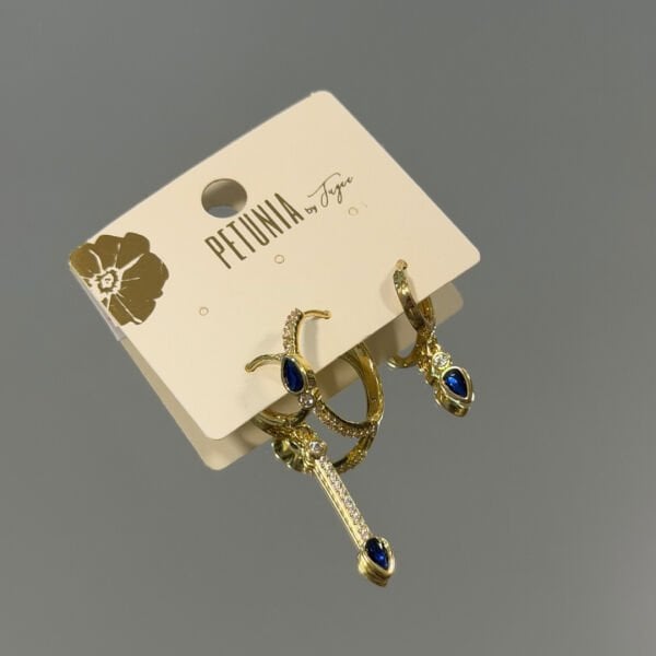 Lacivert Taşlı 3’lü Küpe Seti