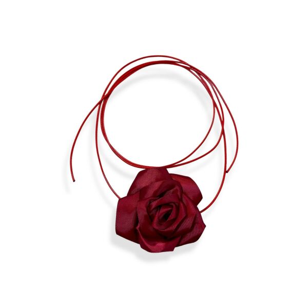Gül Choker Tasma Kolye GRİ