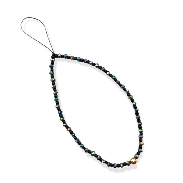 Siyah Mix Kristal Phone Charm Telefon Askısı