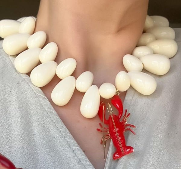 Zra Beyaz Boncuk Istakoz Kolye