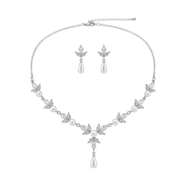 Diamonds İnci Taşlı Kolye Küpe Set
