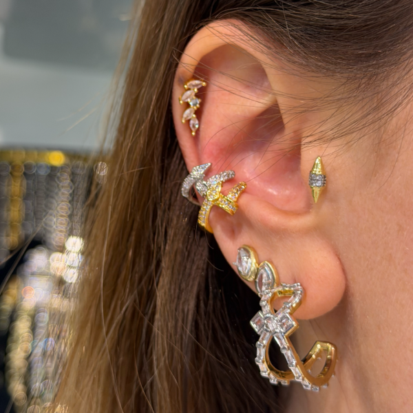 Taşlı Çivi Earcuff Kıkırdak Küpe