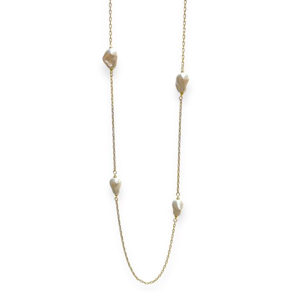 Barok İnci Zincir Kolye 80 cm