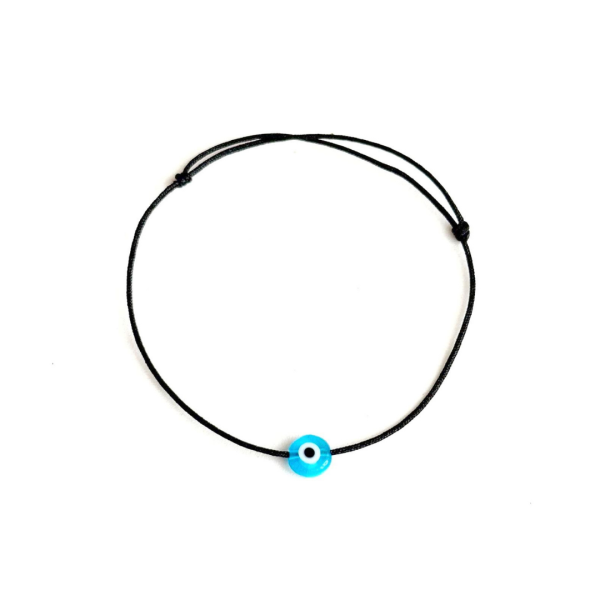 Cam Nazar Boncuğu Siyah İp Bileklik