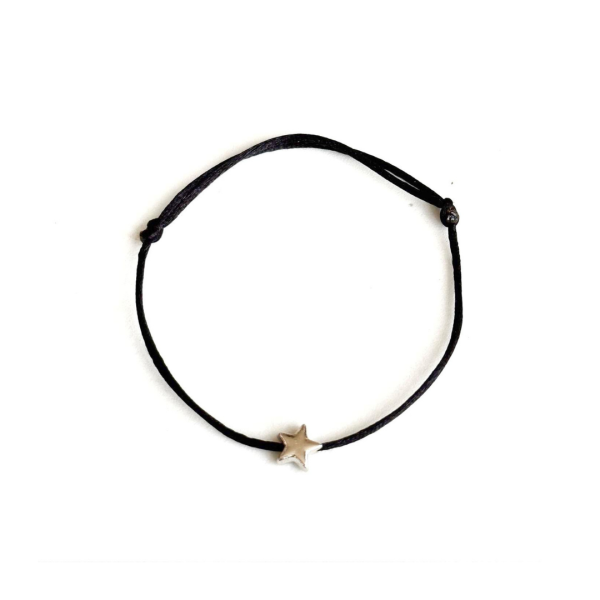 Silver Yıldız Siyah İp Bileklik