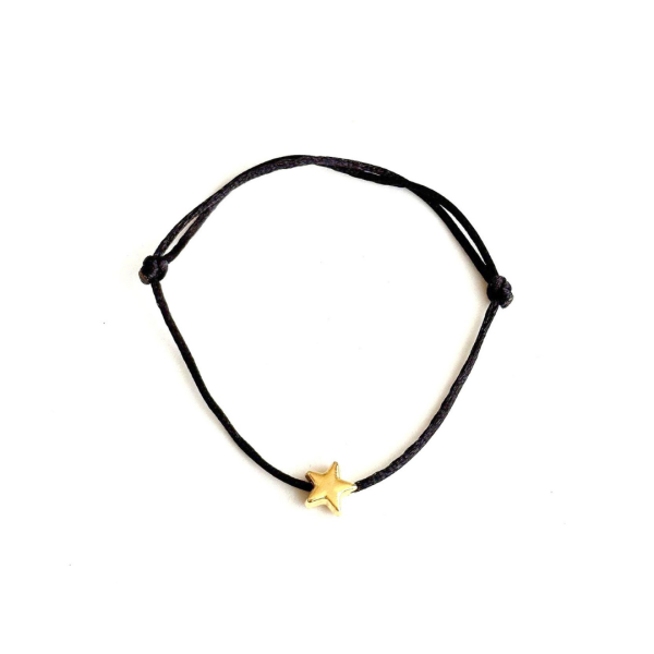 Gold Yıldız Siyah İp Bileklik