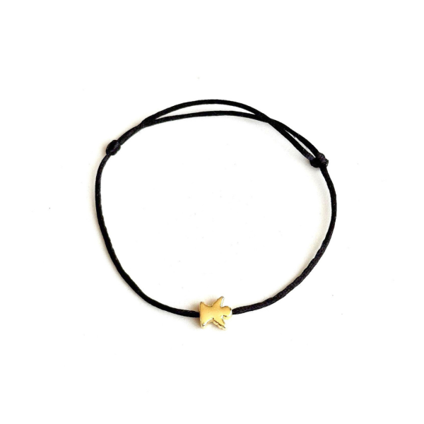 Gold Melek Siyah İp Bileklik