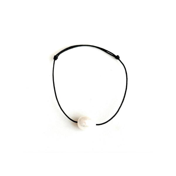 Doğal İnci Siyah İp Bileklik